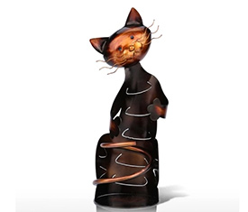 Tooarts Cat shaped wine holder Wine shelf Metal sculpture