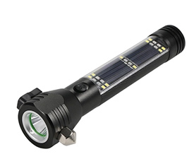 10W 2000mAh Solar Powered Rechargeable USB Multifunctional LED Flashlight