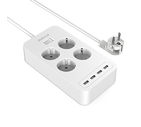 Smart 4 Way AC Outlet with 20W 4A 5 USB Charging Ports