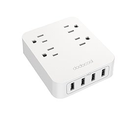 1250W Smart 4-outlet Wall Mount Power Strip