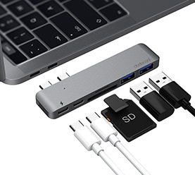 Aluminum Alloy Dual USB-C Hub Multiport Adapter with Thunderbolt