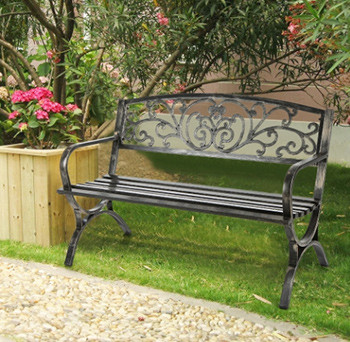 iKayaa 50" Cast Iron Outdoor Garden Patio Bench