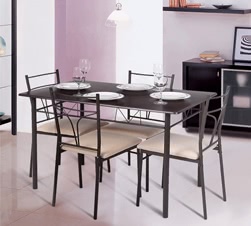 iKayaa 5PCS Modern Metal Frame Dining Kitchen Table Chairs Set