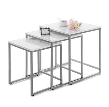 iKayaa 3PCS Metal Frame Nesting Side End Tables Set