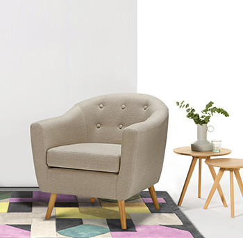 iKayaa Living Room Teal/Beige Fabric Accent Chair Armchair