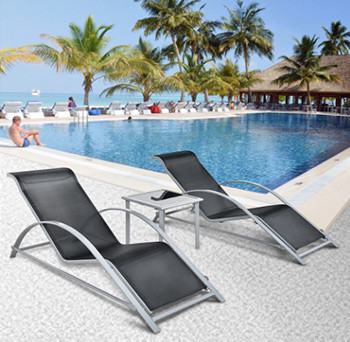 iKayaa Fashion 3PCS Patio Chaise Lounge Chair Set