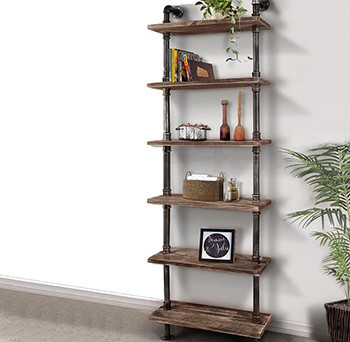 iKayaa 6 Tier Rustic Industrial Ladder Wall Shelves