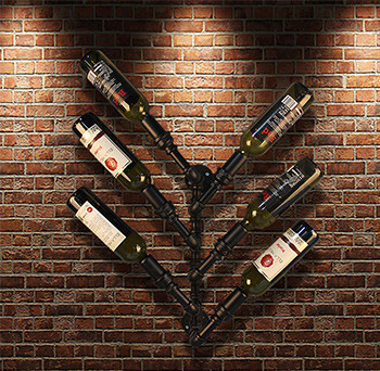 iKayaa Industrial 6 Bottle Wall Mount Wine Rack