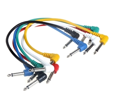 Set of 6pcs Colorful Guitar Patch Cables Angled for Guitar Effect Pedals