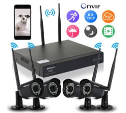 4 Channel HD 720P Wireless WiFi NVR Camera System