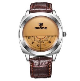 SKONE 5017 Half Dial Design Quartz Watch