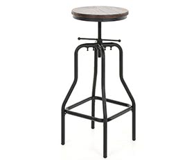 iKayaa Adjustable Bar Stool Natural Pinewood Top