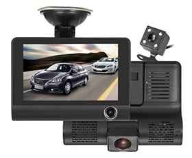 KKMOON 4" 1080P Three Lens Car DVR Dash Cam Camera Camcorder