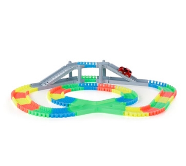 166PCS Twister Tracks Flexible Assembly Neon Glow Race Car