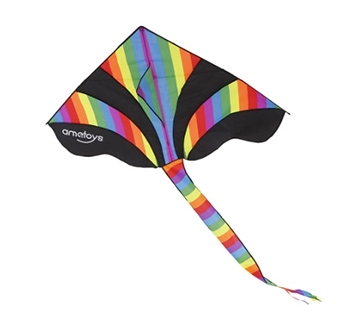 Ametoys 290cm*140cm Large Size Huge Rainbow Kite with 50m Line Delta Kitee