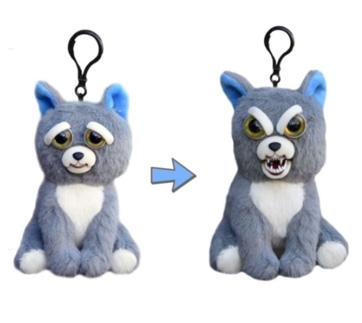 Feisty Pets Mini Dog Sammy Suckerpunch Key Chains Adorable Plush Stuffed Turns Feisty with a Squeeze
