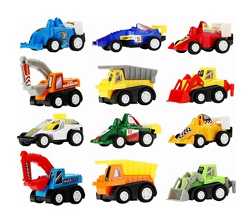 12 Pcs Pull Back Vehicle Assorted Construction Vehicles and Racer Cars