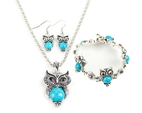 Retro Three-pieces Bracelet Earrings Necklace Jewelry Set