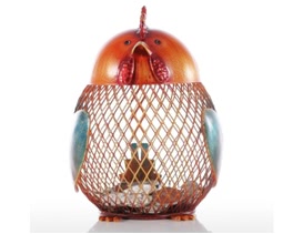 Tooarts Piggy Bank Metal Craft Animal Figurine Home Decor Gift, Orange, 4.1 * 5.1 * 6.7inches