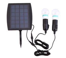 Solar Powered Two LED Bulbs Double Lamp Light