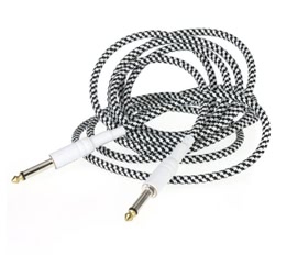 3M/10FT Black &amp; White Cloth Braided Tweed Guitar Cable Cord