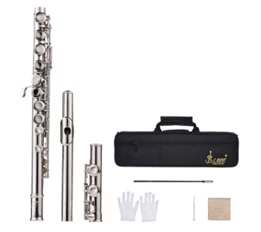 Western Concert Flute Silver Plated 16 Holes C Key Cupronickel Woodwind Instrument