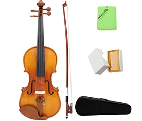 Full Size 4/4 Natural Acoustic Solid Wood Spruce Flame Maple Veneer Violin