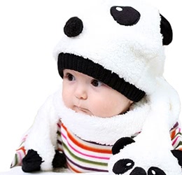 Baby Warm Fleece Panda Hat Scarf Two-Piece Set