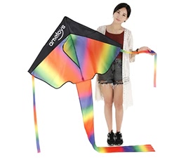 Ametoys 206cm*110cm Large Size Huge Rainbow Kite with 50m Line Delta Kite